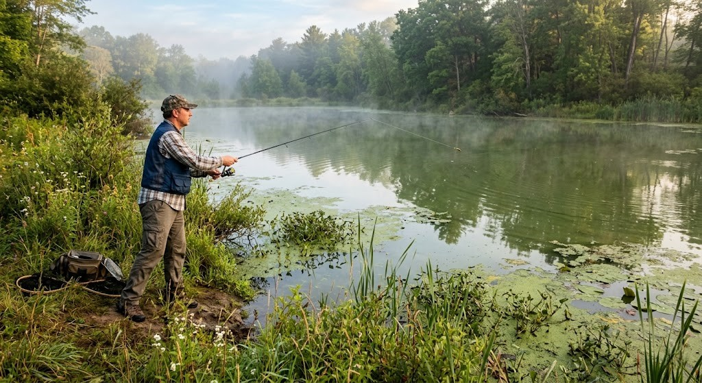 summer-pond-bass-fishing