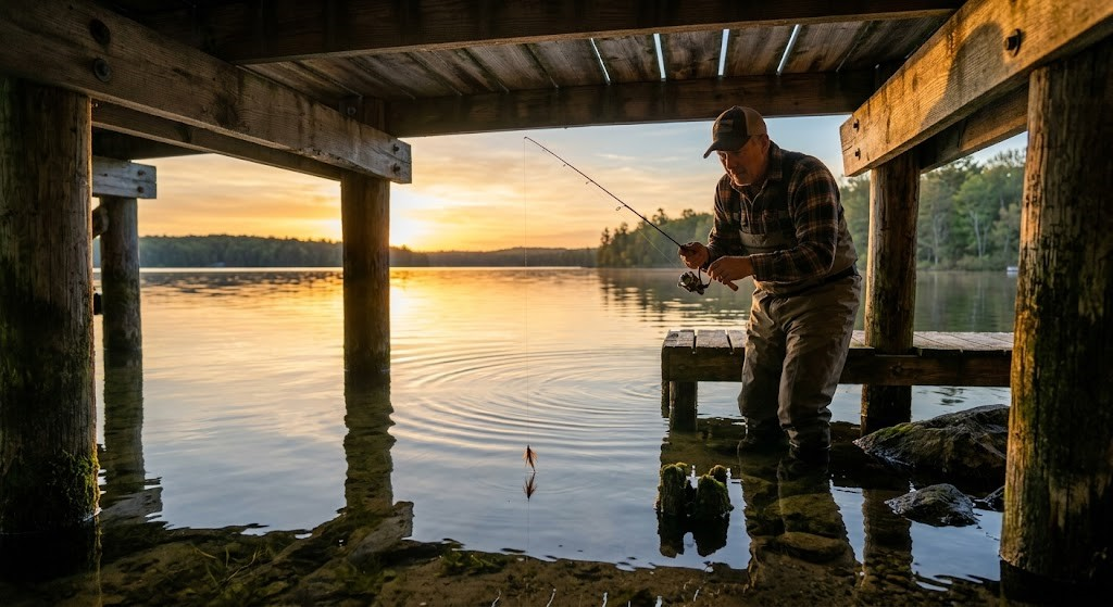 crappie-vertical-jigging-dock-morning