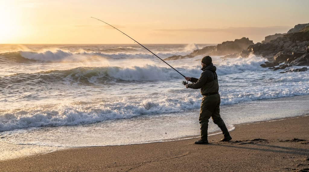 surfcasting-at-dawn-striped-bass-fishing