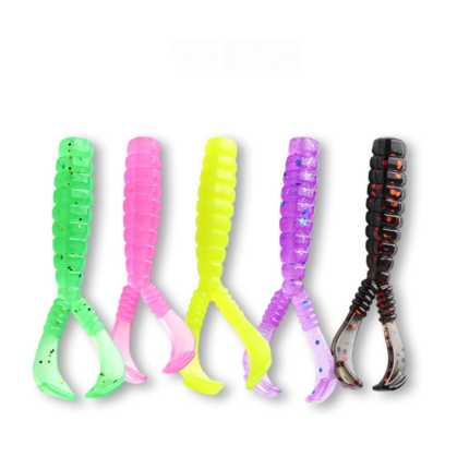 TPE Floating Twin Tail Curly Tail Worms - 45 Pcs_ring01